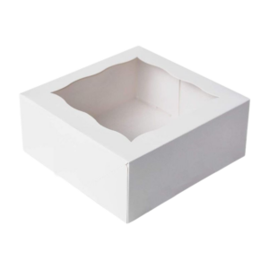 8″ x 8″ x 5″ White Window Cake Boxes – Easy Popup, 100 Pack
